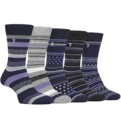 Farah Men's Socks Patterned Bamboo 5 Pack Navy/Purple