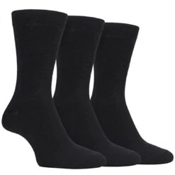 Farah Plain Cotton Socks 3 Pack Black 6-11 UK