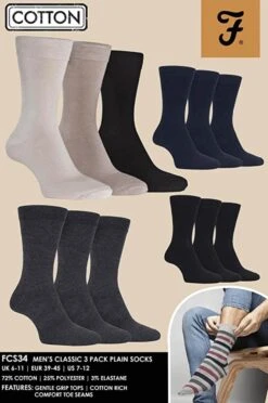 Farah Plain Men's Cotton Socks 3 Pack Grey -Casa Moda Store farah plain mens cotton socks 3 pack grey northern ireland belfast lisburn 975