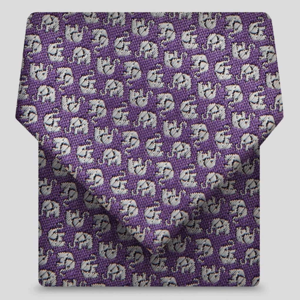 Folkspeare Iris With Ditsy Silver Elephants Slim Tie 4 Folkspeare Iris With Ditsy Silver Elephants Slim Tie - Image 2