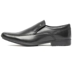 Front Mens Belmont Black Leather Slip On Dress Shoes