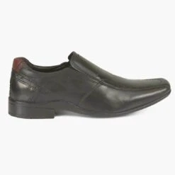 Front Men's Cannon Black Leather Formal Slip On Shoes -Casa Moda Store front mens cannon black leather formal slip on shoes northern ireland belfast lisburn 689