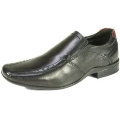 Front Men's Cannon Black Leather Formal Slip On Shoes