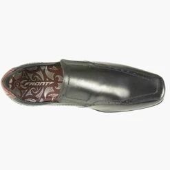 Front Men's Cannon Black Leather Formal Slip On Shoes -Casa Moda Store front mens cannon black leather formal slip on shoes northern ireland belfast lisburn 886