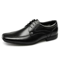 Front Men's Snowden Black Leather Formal Dress Shoes