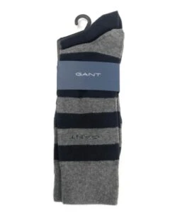 GANT Mens 2-Pack Barstripe & Solid Socks Charcoal Melange -Casa Moda Store gant mens 2 pack barstripe solid socks charcoal melange northern ireland belfast lisburn 817