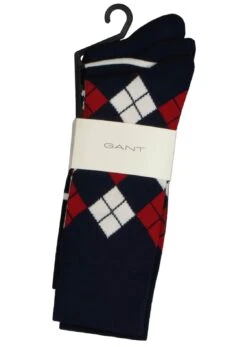 GANT Mens 3 Pack Argyle Stripe Socks Evening Blue