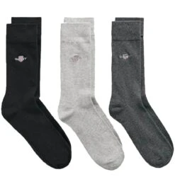 GANT Mens 3 Pack Shield Socks Charcoal Melange