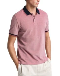 GANT Mens 4-Color Oxford Pique Polo Shirt Watermelon Red