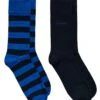 GANT Mens Barstripe & Solid Socks 2 Pack Lapis Blue