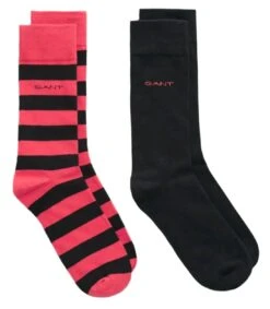 GANT Mens Barstripe & Solid Socks 2 Pack Watermelon Red