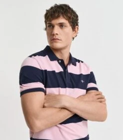 GANT Mens Block Stripe Polo Shirt California Pink -Casa Moda Store gant mens block stripe polo shirt california pink northern ireland belfast lisburn 708