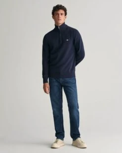 GANT Mens Casual Cotton Half Zip Sweater Evening Blue -Casa Moda Store gant mens casual cotton half zip sweater evening blue northern ireland belfast lisburn 863
