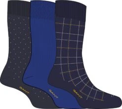 GANT Mens Check Socks 3 Pack Gift Box Evening Blue -Casa Moda Store gant mens check socks 3 pack gift box evening blue northern ireland belfast lisburn 182