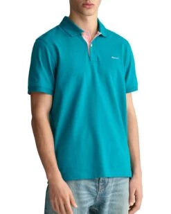 GANT Men's Contrast Pique Polo Shirt Ocean Turquoise