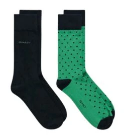 GANT Mens Dot & Solid Socks 2 Pack Deep Green