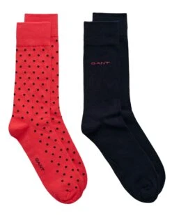 GANT Mens Dot & Solid Socks 2 Pack Watermelon Red