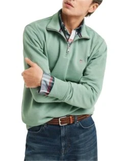 GANT Mens Half Zip Shield Sweatshirt Kalamata Green