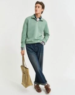 GANT Mens Half Zip Shield Sweatshirt Kalamata Green -Casa Moda Store gant mens half zip shield sweatshirt kalamata green northern ireland belfast lisburn 449