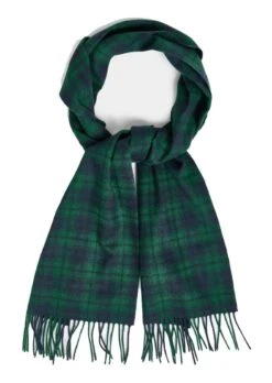 GANT Mens Merino Wool Check Woven Scarf Forest Green