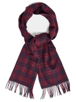 GANT Mens Merino Wool Check Woven Scarf Plumped Red