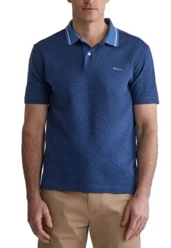 GANT Mens Micro Houndstooth Polo Shirt Vintage Blue