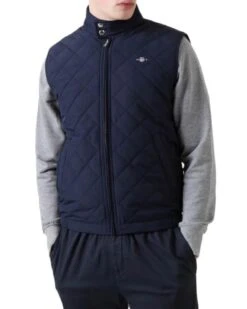 GANT Mens Quilted Windcheater Vest Gilet Evening Blue