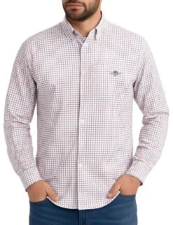 GANT Mens Regular Classic Poplin Micro Check Shirt Plumped Red