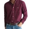 GANT Mens Regular Fit Micro Checked Flannel Shirt Wine Red