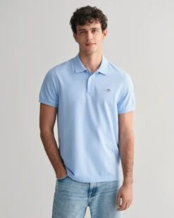 GANT Mens Regular Fit Shield Piqué Polo Shirt Capri Blue -Casa Moda Store gant mens regular fit shield pique polo shirt capri blue northern ireland belfast lisburn 200