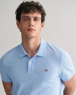 GANT Mens Regular Fit Shield Piqué Polo Shirt Capri Blue -Casa Moda Store gant mens regular fit shield pique polo shirt capri blue northern ireland belfast lisburn 588