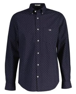 GANT Mens Regular Micro Print Shirt Evening Blue