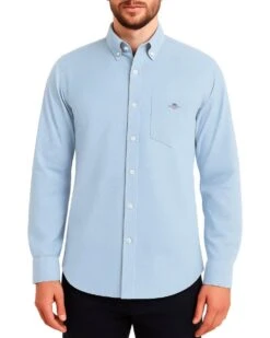 GANT Mens Regular Micro Print Shirt Fresh Blue