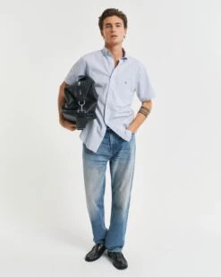 GANT Mens Regular Micro Print Short Sleeve Shirt Light Blue -Casa Moda Store gant mens regular micro print short sleeve shirt light blue northern ireland belfast 534