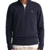 GANT Mens Regular Shield Half Zip Sweatshirt Evening Blue