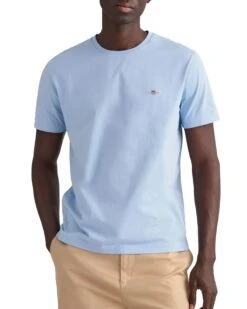 GANT Men's Regular Shield Short Sleeve T-Shirt Capri Blue