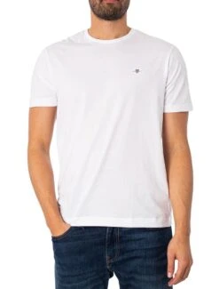 GANT Men's Regular Shield Short Sleeve T-Shirt White