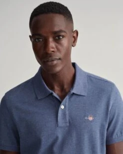 GANT Mens Sheild Regular Pique Polo Shirt Dark Jeans Blue Melange -Casa Moda Store gant mens sheild regular pique polo shirt dark jeans blue melange northern ireland 771