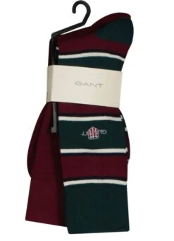 GANT Mens Shield Stripe And Rib Socks 2-Pack Woody Green