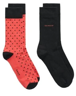 GANT Mens Socks 2 Pack Solid Dot Sunset Pink
