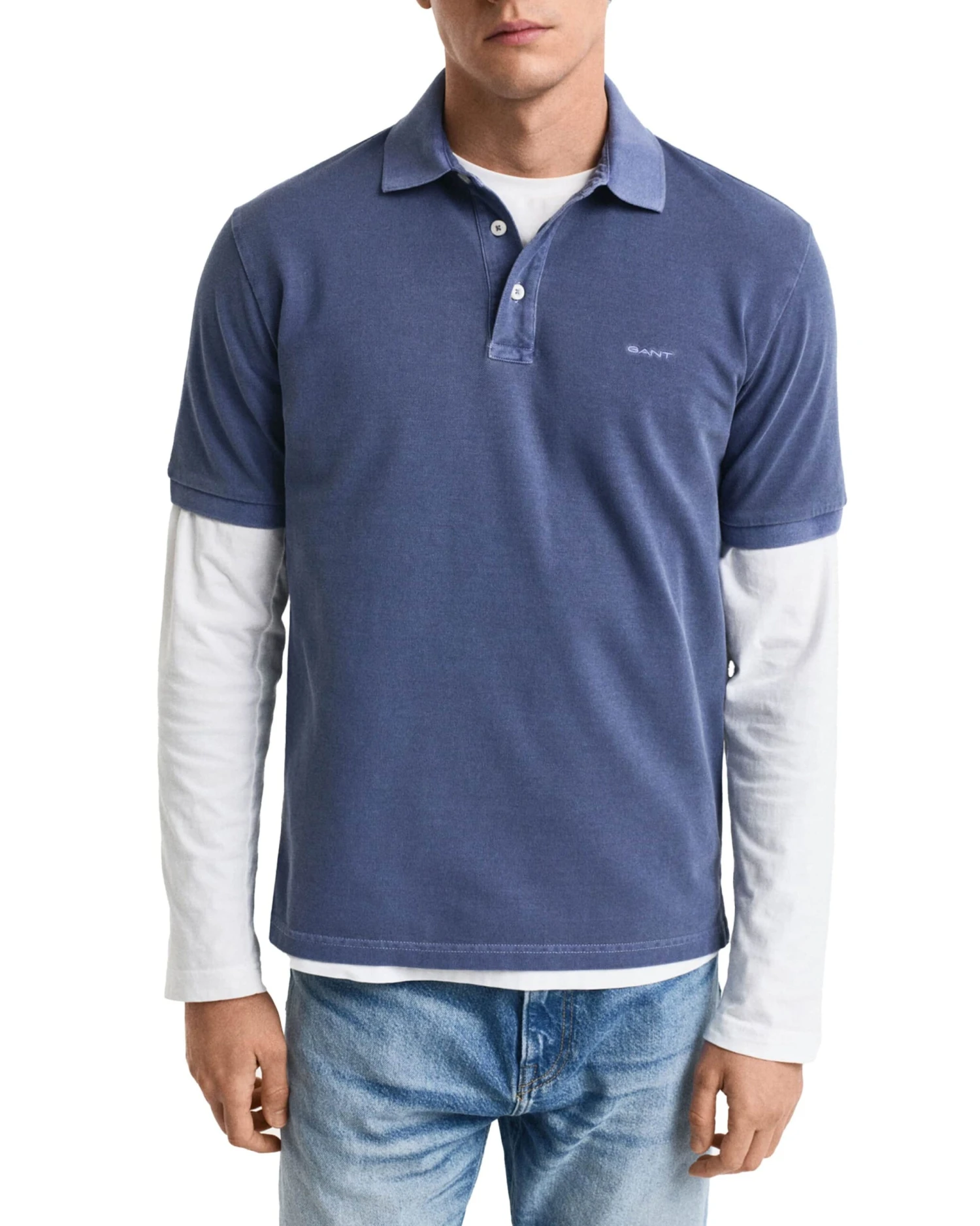 GANT Mens Sunfaded Pique Polo Shirt Dusty Navy 3 GANT Mens Sunfaded Pique Polo Shirt Dusty Navy