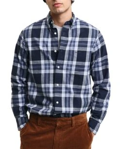 GANT Regular Tartan Melange Check Shirt Evening Blue