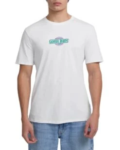Guess Mens Embroidered Logo T-Shirt White