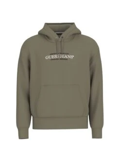 Guess Mens GJ American Tradition Hoodie Olive Light Green