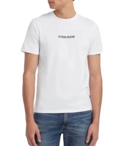 Guess Mens Slim Embroidered Logo T-Shirt White