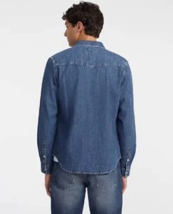 GUESS Mens Slim Long Sleeve Denim Shirt Blue -Casa Moda Store guess mens slim long sleeve denim shirt blue northern ireland belfast lisburn 429
