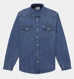 GUESS Mens Slim Long Sleeve Denim Shirt Blue -Casa Moda Store guess mens slim long sleeve denim shirt blue northern ireland belfast lisburn 432