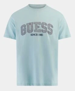 Guess Mens SS CN College Logo T-Shirt Laguna Blue -Casa Moda Store guess mens ss cn college logo t shirt laguna blue northern ireland belfast lisburn 448