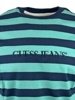 Guess Mens SS Crew Neck Striped T-Shirt Green/Navy -Casa Moda Store guess mens ss crew neck striped t shirt green navy northern ireland belfast lisburn 955