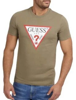 Guess Mens SS Triangle Logo T-Shirt Olive Green -Casa Moda Store guess mens ss triangle logo t shirt olive green northern ireland belfast lisburn 498
